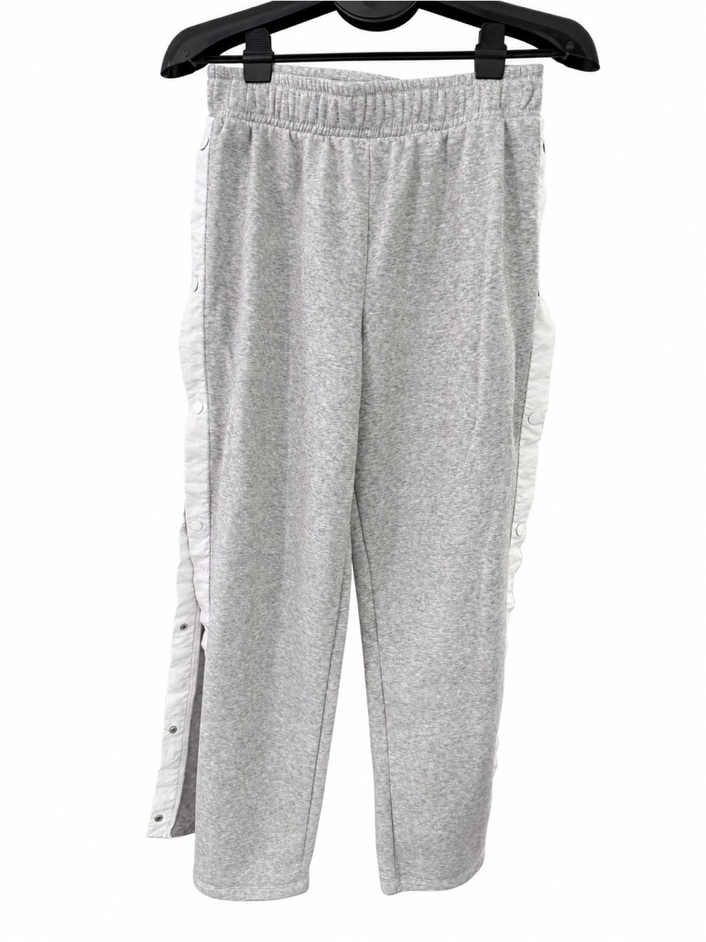 Derek Heart Gray Wide Leg Sweatpants Size L White Side Stripe Snap Buttons